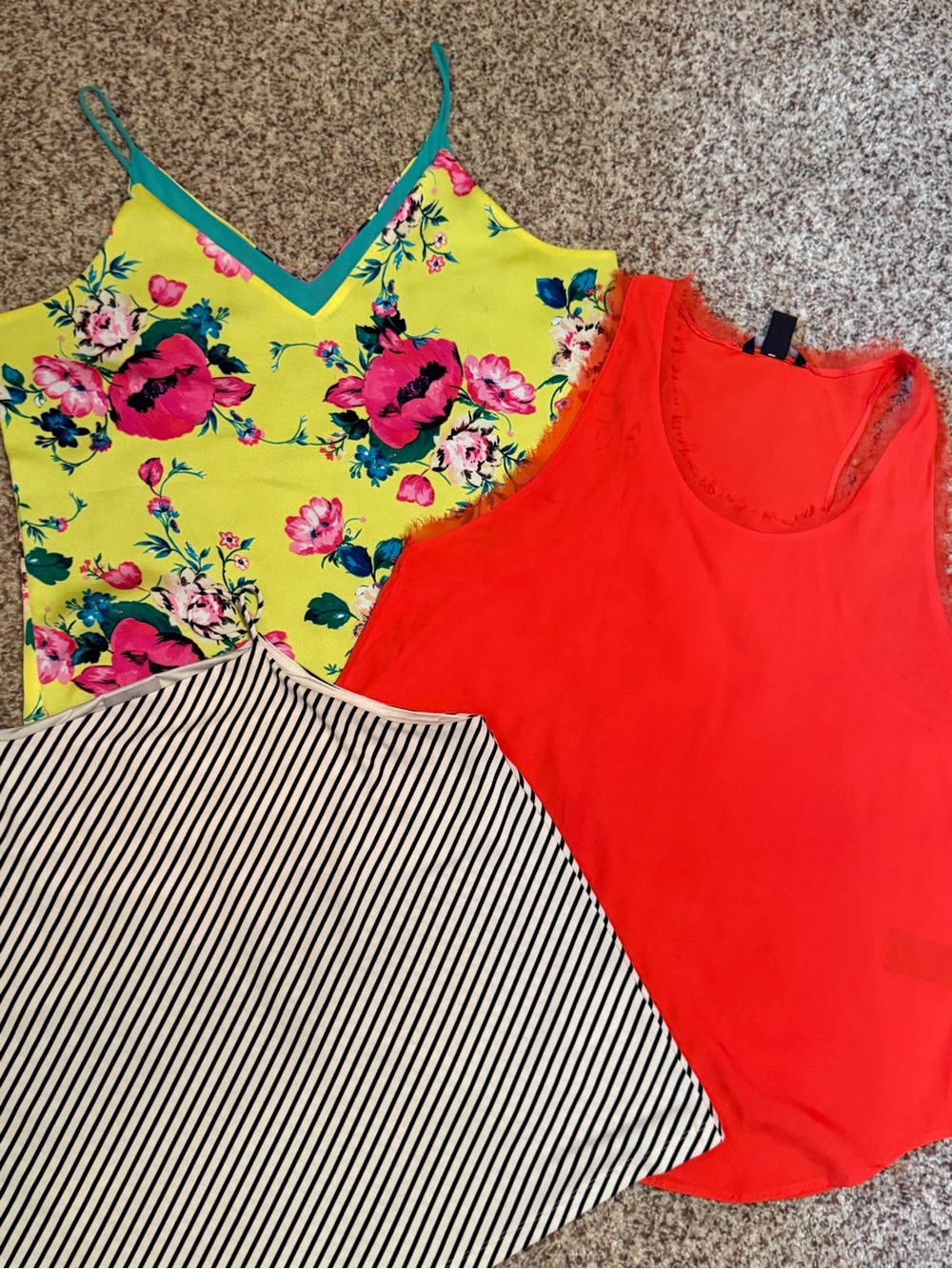 Bundle of 3 Bright Floral Yellow V-Neck Cami Top - LOFT and H&M